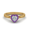 Load image into Gallery viewer, hand-engraved-heart-shaped-halo-diamond-engagement-ring-with-purple-topaz-in-yellow-gold-FD8588HTRGVITO-NL-YG_f71178e9-5132-4924-87c8-897c53661642?v=1757588508