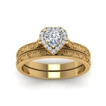 Load image into Gallery viewer, hand-engraved-heart-shaped-halo-diamond-wedding-ring-set-in-yellow-gold-FD8588HTANGLE5-NL-YG?v=1757665187
