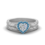 Load image into Gallery viewer, hand-engraved-heart-shaped-halo-diamond-wedding-ring-set-with-blue-topaz-in-white-gold-FD8588HTGICBLTO-NL-WG?v=1757665338
