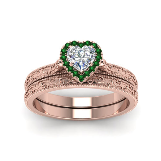hand-engraved-heart-shaped-halo-diamond-wedding-ring-set-with-emerald-in-rose-gold-FD8588HTGEMGRANGLE5-NL-RG_76293f8b-c198-44a1-9172-3d49ab2f9798?v=1757665339