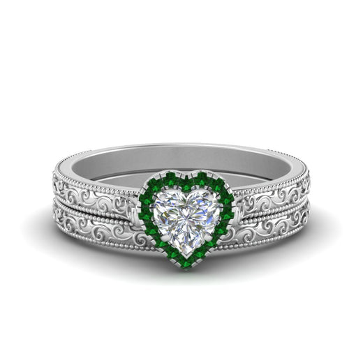 hand-engraved-heart-shaped-halo-diamond-wedding-ring-set-with-emerald-in-white-gold-FD8588HTGEMGR-NL-WG_4afc629d-d352-449d-a840-93773b51e759?v=1757665338
