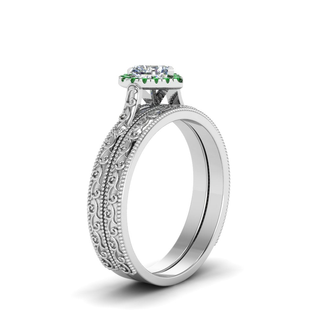 hand-engraved-heart-shaped-halo-diamond-wedding-ring-set-with-emerald-in-white-gold-FD8588HTGEMGRANGLE2-NL-WG_1af56cdb-7879-489c-93a5-048c305f65c2?v=1757665339