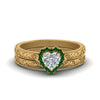 Load image into Gallery viewer, hand-engraved-heart-shaped-halo-diamond-wedding-ring-set-with-emerald-in-yellow-gold-FD8588HTGEMGR-NL-YG_9a9a5fa9-4ec7-4591-a683-f055879d6a0a?v=1757665338