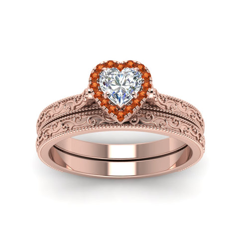 hand-engraved-heart-shaped-halo-diamond-wedding-ring-set-with-orange-sapphire-in-rose-gold-FD8588HTGSAORANGLE5-NL-RG?v=1757665186