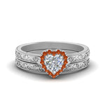 Load image into Gallery viewer, hand-engraved-heart-shaped-halo-diamond-wedding-ring-set-with-orange-sapphire-in-white-gold-FD8588HTGSAOR-NL-WG_a782996a-cb35-4f5f-82c1-92ccd6295744?v=1757665338

