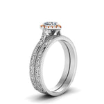 Load image into Gallery viewer, hand-engraved-heart-shaped-halo-diamond-wedding-ring-set-with-orange-sapphire-in-white-gold-FD8588HTGSAORANGLE2-NL-WG?v=1757665187
