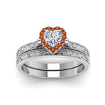 Load image into Gallery viewer, hand-engraved-heart-shaped-halo-diamond-wedding-ring-set-with-orange-sapphire-in-white-gold-FD8588HTGSAORANGLE5-NL-WG_d56d2563-7ecc-4e37-9019-5ac9e134170c?v=1757665338
