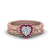 Load image into Gallery viewer, hand-engraved-heart-shaped-halo-diamond-wedding-ring-set-with-pink-sapphire-in-rose-gold-FD8588HTGSADRPI-NL-RG_18299962-d47a-42f0-ac95-64c5061b8899?v=1757665338