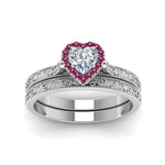 Load image into Gallery viewer, hand-engraved-heart-shaped-halo-diamond-wedding-ring-set-with-pink-sapphire-in-white-gold-FD8588HTGSADRPIANGLE5-NL-WG_8972d5db-fbc2-475c-962c-e62cefb994ab?v=1757665338
