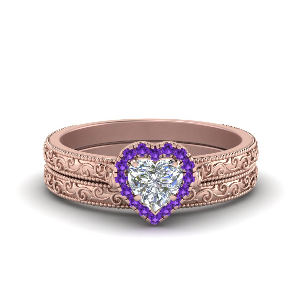hand-engraved-heart-shaped-halo-diamond-wedding-ring-set-with-purple-topaz-in-rose-gold-FD8588HTGVITO-NL-RG?v=1757665186