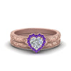 Load image into Gallery viewer, hand-engraved-heart-shaped-halo-diamond-wedding-ring-set-with-purple-topaz-in-rose-gold-FD8588HTGVITO-NL-RG_e31a25f2-a949-458b-98a2-e06873da5f93?v=1757665338