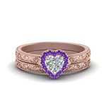 Load image into Gallery viewer, hand-engraved-heart-shaped-halo-diamond-wedding-ring-set-with-purple-topaz-in-rose-gold-FD8588HTGVITO-NL-RG_e31a25f2-a949-458b-98a2-e06873da5f93?v=1757665338
