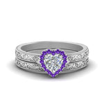 Load image into Gallery viewer, hand-engraved-heart-shaped-halo-diamond-wedding-ring-set-with-purple-topaz-in-white-gold-FD8588HTGVITO-NL-WG_65fc70bd-94d0-468c-8b35-6b83f40be2ce?v=1757665339
