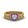 Load image into Gallery viewer, hand-engraved-heart-shaped-halo-diamond-wedding-ring-set-with-purple-topaz-in-yellow-gold-FD8588HTGVITO-NL-YG_74430a06-475d-40f5-a950-5da2306f7df0?v=1757665339