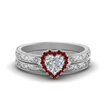 Load image into Gallery viewer, hand-engraved-heart-shaped-halo-diamond-wedding-ring-set-with-ruby-in-white-gold-FD8588HTGRUDR-NL-WG_4807a0d7-740d-41eb-ae0b-3995f2749e14?v=1757665338
