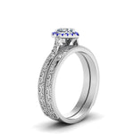 Load image into Gallery viewer, hand-engraved-heart-shaped-halo-diamond-wedding-ring-set-with-sapphire-in-white-gold-FD8588HTGSABLANGLE2-NL-WG?v=1757665186

