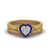 Load image into Gallery viewer, hand-engraved-heart-shaped-halo-diamond-wedding-ring-set-with-sapphire-in-yellow-gold-FD8588HTGSABL-NL-YG_727ea2e6-10a1-4223-b982-3b6ce46177e2?v=1757665338