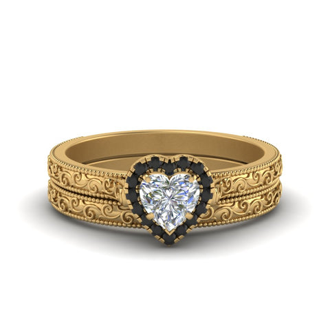 hand-engraved-heart-shaped-halo-wedding-ring-set-with-black-diamond-in-yellow-gold-FD8588HTGBLACK-NL-YG?v=1757665187