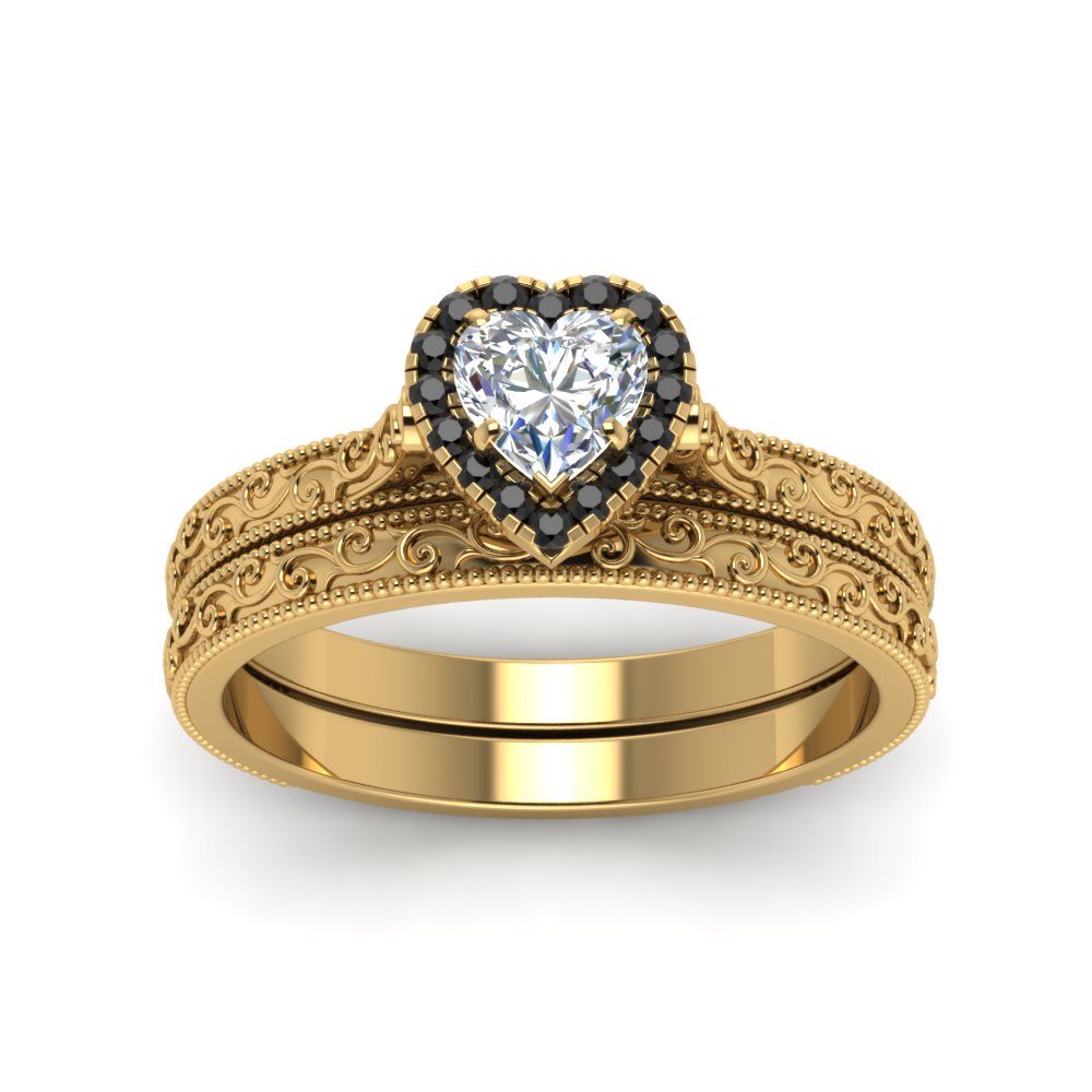 hand-engraved-heart-shaped-halo-wedding-ring-set-with-black-diamond-in-yellow-gold-FD8588HTGBLACKANGLE5-NL-YG_a75162e0-e608-4d55-b52d-3fd71063ffbf?v=1757665338