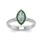 Load image into Gallery viewer, hand-engraved-marquise-cut-halo-diamond-engagement-ring-with-emerald-in-white-gold-FD8588MQRGEMGRANGLE5-NL-WG_157da3a8-e638-4a12-9016-2702ce3eb518?v=1757588520
