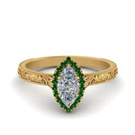 Load image into Gallery viewer, hand-engraved-marquise-cut-halo-diamond-engagement-ring-with-emerald-in-yellow-gold-FD8588MQRGEMGR-NL-YG_37cf10be-7f43-4b30-9834-3b48a8cf8619?v=1757588520
