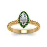 Load image into Gallery viewer, hand-engraved-marquise-cut-halo-diamond-engagement-ring-with-emerald-in-yellow-gold-FD8588MQRGEMGRANGLE5-NL-YG_db6ec0f8-5d2e-48ca-a128-e907ee284baa?v=1757588520
