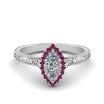 Load image into Gallery viewer, hand-engraved-marquise-cut-halo-diamond-engagement-ring-with-pink-sapphire-in-white-gold-FD8588MQRGSADRPI-NL-WG_eb752868-f69f-4154-9332-59bc2c78c7a6?v=1757588521
