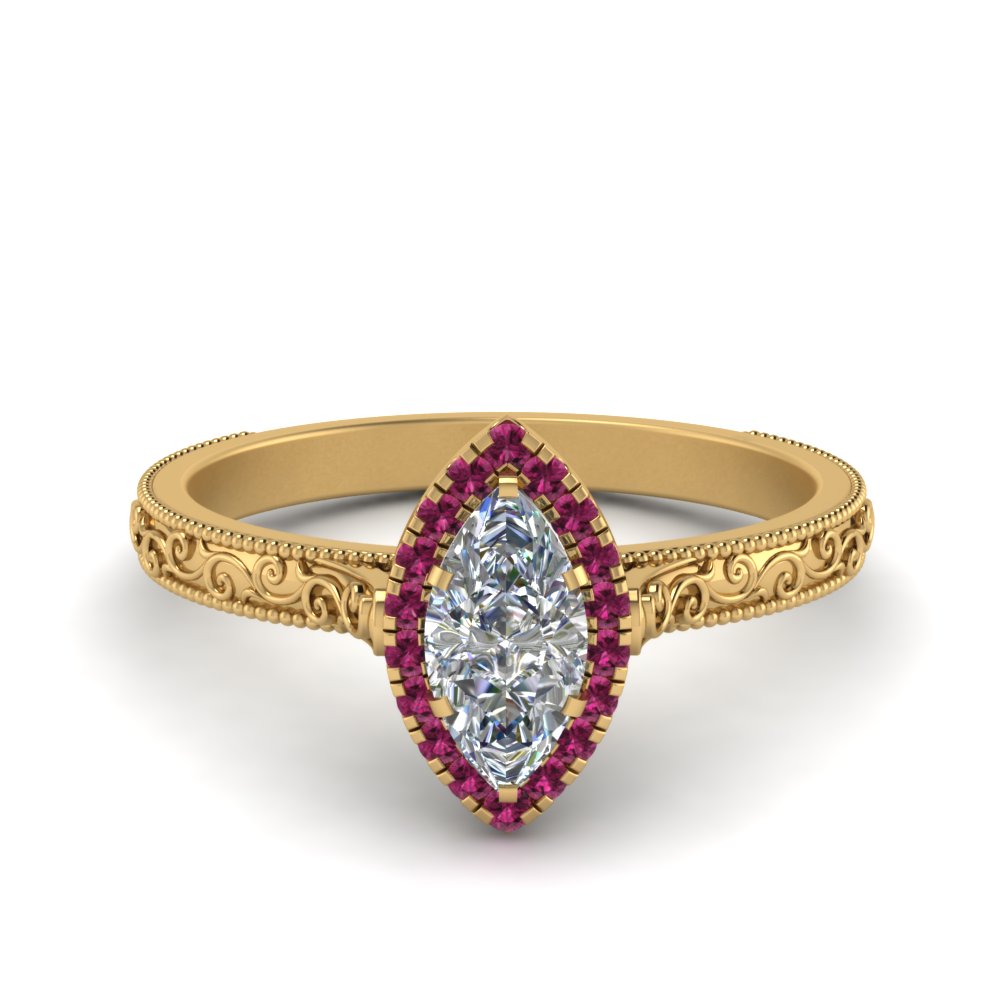 hand-engraved-marquise-cut-halo-diamond-engagement-ring-with-pink-sapphire-in-yellow-gold-FD8588MQRGSADRPI-NL-YG_a99897c6-bc18-4f6e-9790-5bcfc4761cdd?v=1757588519