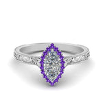 Load image into Gallery viewer, hand-engraved-marquise-cut-halo-diamond-engagement-ring-with-purple-topaz-in-white-gold-FD8588MQRGVITO-NL-WG_ae4cd315-9018-4b75-b057-6821a54cae4d?v=1757588520
