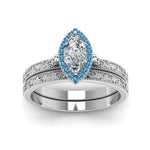 Load image into Gallery viewer, hand-engraved-marquise-cut-halo-diamond-wedding-ring-set-with-blue-topaz-in-white-gold-FD8588MQGICBLTOANGLE5-NL-WG_8ffd3d79-cfd2-4665-a3bb-6aa1eb04db0d?v=1757665350
