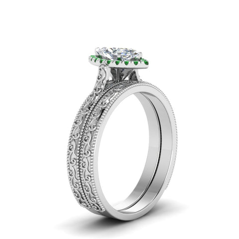 hand-engraved-marquise-cut-halo-diamond-wedding-ring-set-with-emerald-in-white-gold-FD8588MQGEMGRANGLE2-NL-WG?v=1757665205