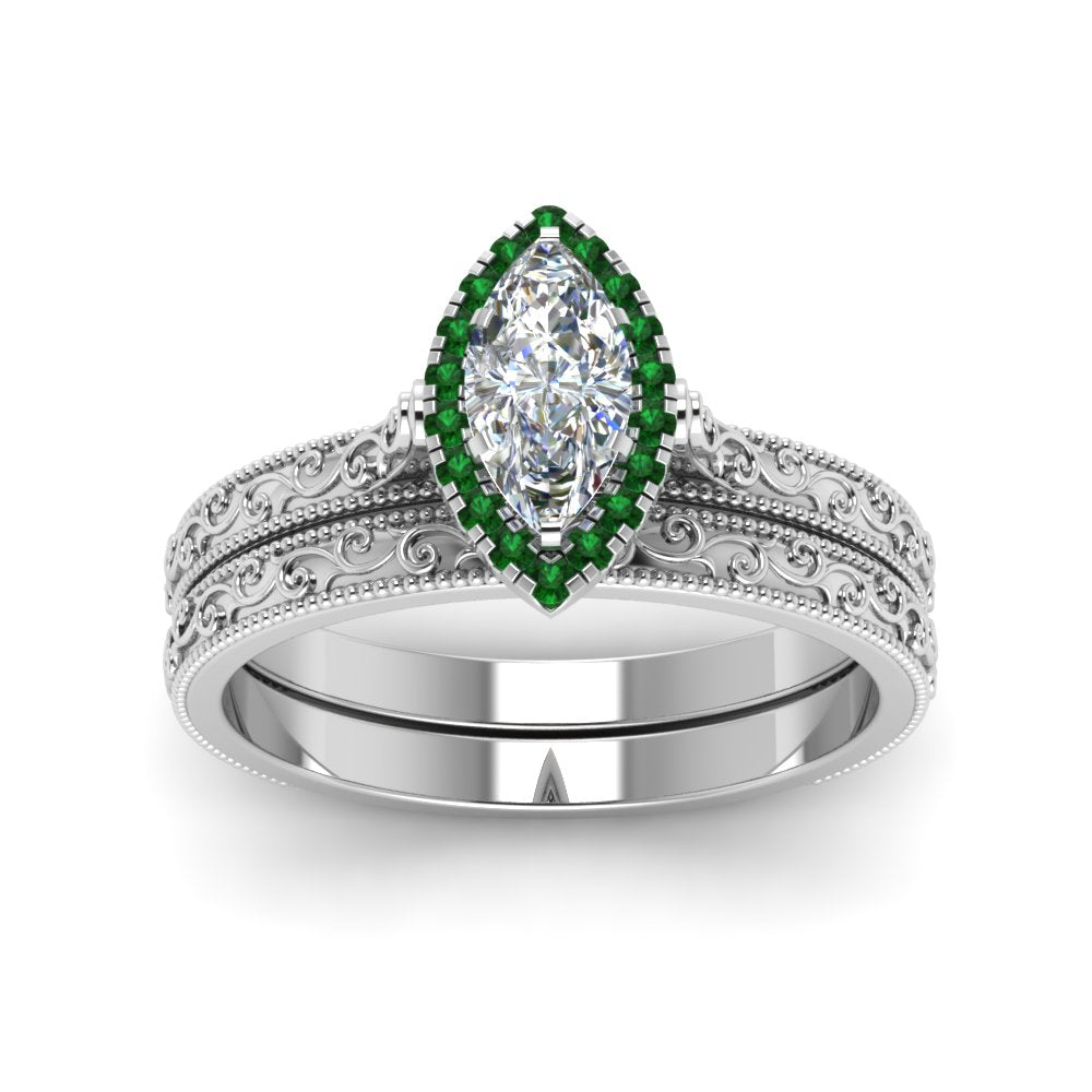 hand-engraved-marquise-cut-halo-diamond-wedding-ring-set-with-emerald-in-white-gold-FD8588MQGEMGRANGLE5-NL-WG_1aa7ada6-1ff7-4d64-bd63-7c38ae5a101a?v=1757665350