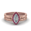 Load image into Gallery viewer, hand-engraved-marquise-cut-halo-diamond-wedding-ring-set-with-pink-sapphire-in-rose-gold-FD8588MQGSADRPI-NL-RG_2985c962-e6a3-4e9c-8c8f-6bc3e6320d88?v=1757665350
