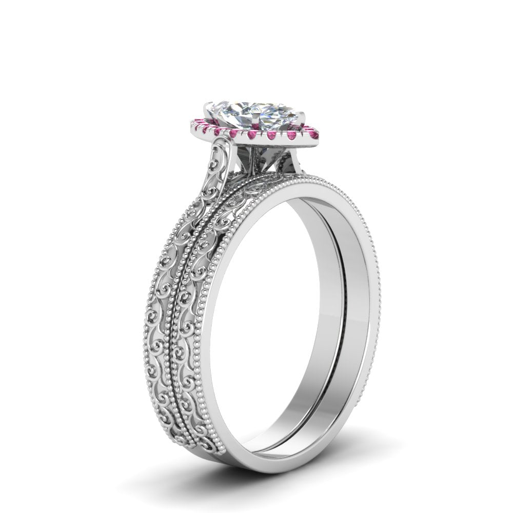hand-engraved-marquise-cut-halo-diamond-wedding-ring-set-with-pink-sapphire-in-white-gold-FD8588MQGSADRPIANGLE2-NL-WG?v=1757665204