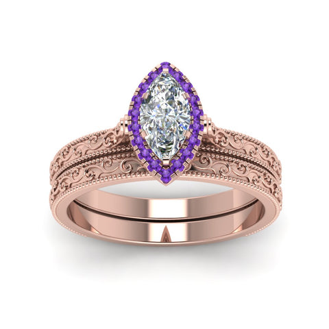 hand-engraved-marquise-cut-halo-diamond-wedding-ring-set-with-purple-topaz-in-rose-gold-FD8588MQGVITOANGLE5-NL-RG?v=1757665205