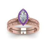 Load image into Gallery viewer, hand-engraved-marquise-cut-halo-diamond-wedding-ring-set-with-purple-topaz-in-rose-gold-FD8588MQGVITOANGLE5-NL-RG_62ae3b79-be05-4b48-9885-281911cbf8eb?v=1757665350
