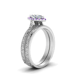 Load image into Gallery viewer, hand-engraved-marquise-cut-halo-diamond-wedding-ring-set-with-purple-topaz-in-white-gold-FD8588MQGVITOANGLE2-NL-WG_6f76ca14-82fa-4a82-9270-04952d9ad11f?v=1757665350
