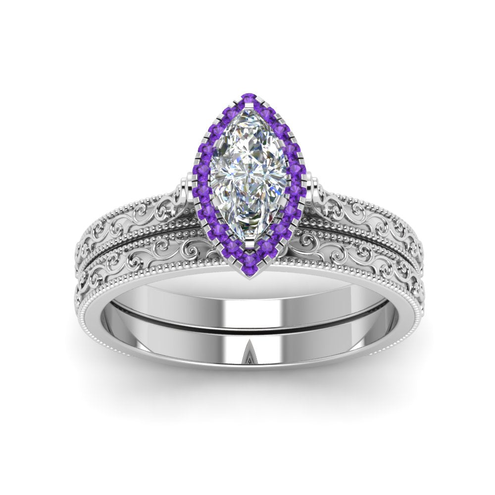 hand-engraved-marquise-cut-halo-diamond-wedding-ring-set-with-purple-topaz-in-white-gold-FD8588MQGVITOANGLE5-NL-WG?v=1757665204