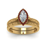 Load image into Gallery viewer, hand-engraved-marquise-cut-halo-diamond-wedding-ring-set-with-ruby-in-yellow-gold-FD8588MQGRUDRANGLE5-NL-YG_094a22e3-0460-4499-a0be-e38b3c1e4df4?v=1757665350

