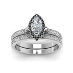 Load image into Gallery viewer, hand-engraved-marquise-cut-halo-wedding-ring-set-with-black-diamond-in-white-gold-FD8588MQGBLACKANGLE5-NL-WG?v=1757665205