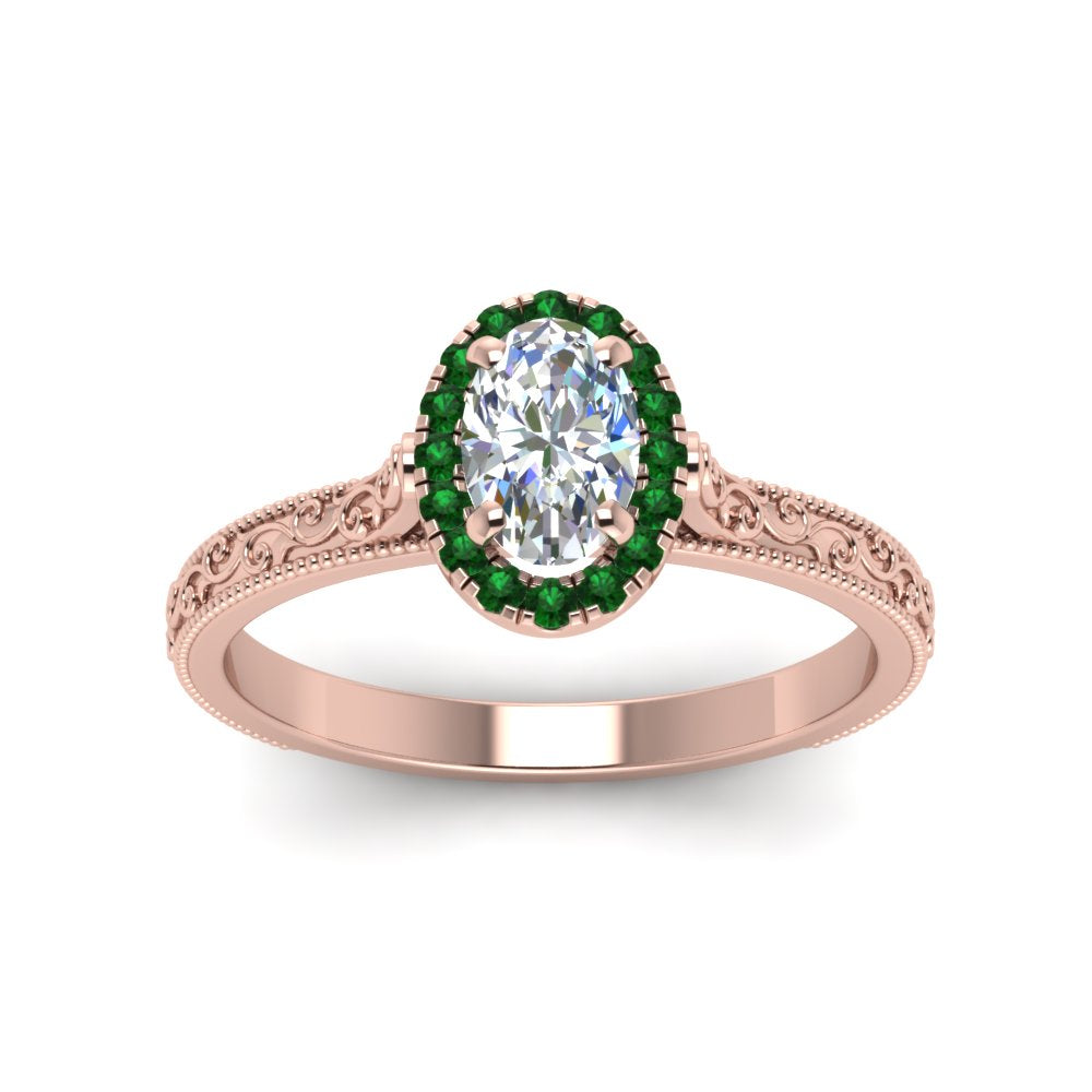 hand-engraved-oval-shaped-halo-diamond-engagement-ring-with-emerald-in-rose-gold-FD8588OVRGEMGRANGLE5-NL-RG?v=1757588386
