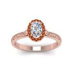 Load image into Gallery viewer, hand-engraved-oval-shaped-halo-diamond-engagement-ring-with-orange-sapphire-in-rose-gold-FD8588OVRGSAORANGLE5-NL-RG?v=1757588384