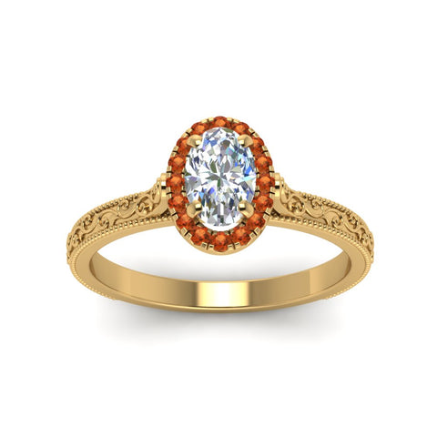 hand-engraved-oval-shaped-halo-diamond-engagement-ring-with-orange-sapphire-in-yellow-gold-FD8588OVRGSAORANGLE5-NL-YG?v=1757588385