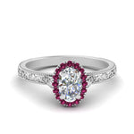 Load image into Gallery viewer, hand-engraved-oval-shaped-halo-diamond-engagement-ring-with-pink-sapphire-in-white-gold-FD8588OVRGSADRPI-NL-WG?v=1757588385