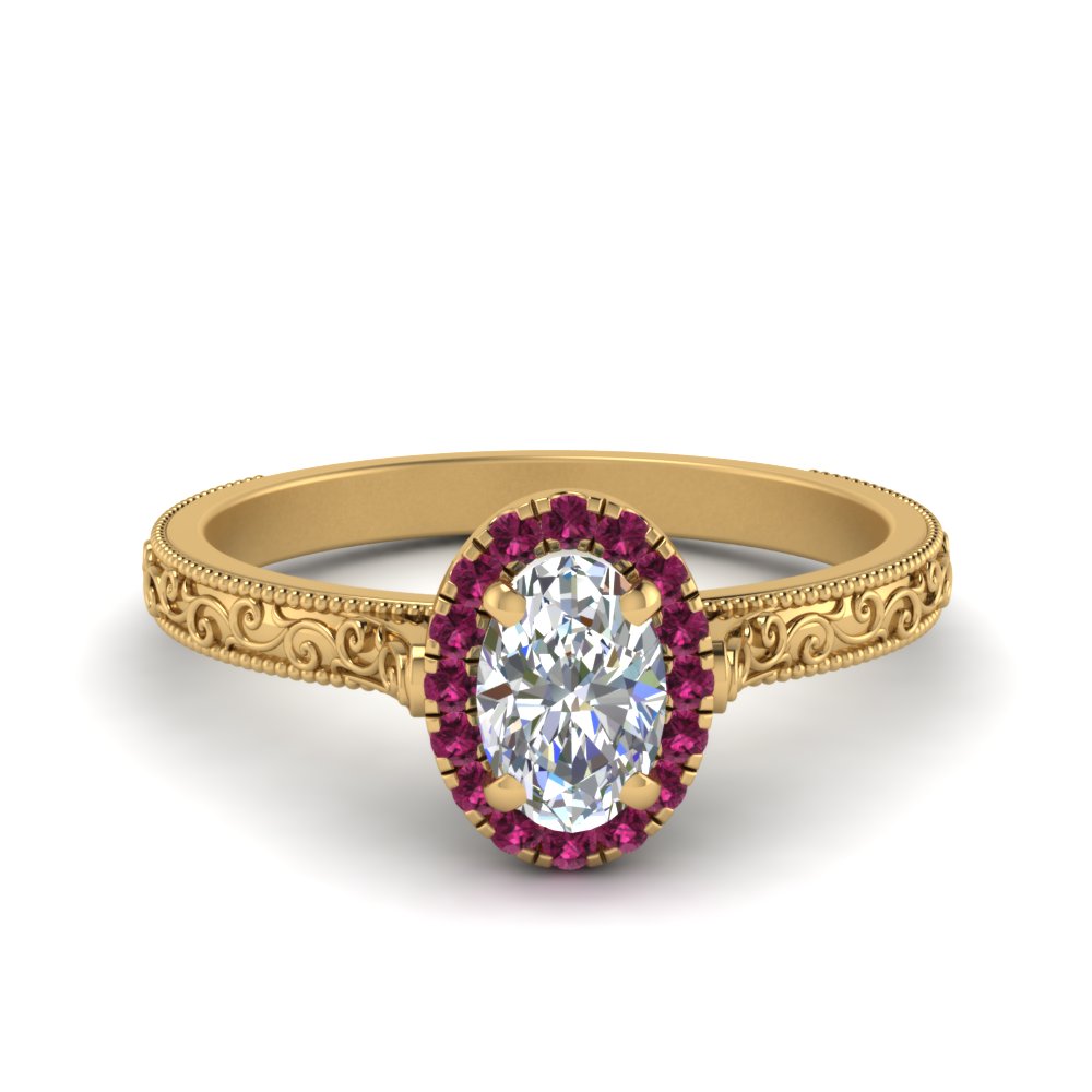 hand-engraved-oval-shaped-halo-diamond-engagement-ring-with-pink-sapphire-in-yellow-gold-FD8588OVRGSADRPI-NL-YG?v=1757588385
