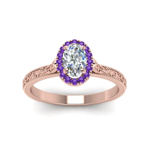 hand-engraved-oval-shaped-halo-diamond-engagement-ring-with-purple-topaz-in-rose-gold-FD8588OVRGVITOANGLE5-NL-RG?v=1757588385