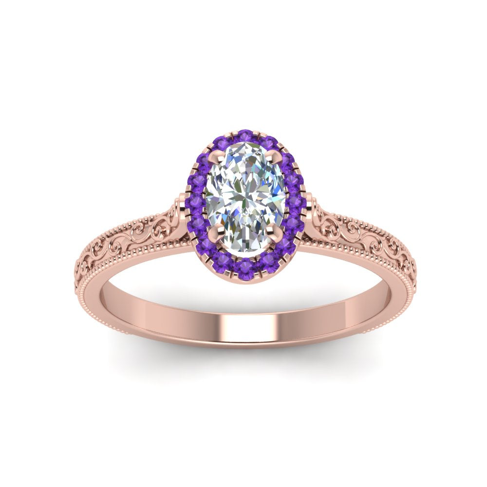 hand-engraved-oval-shaped-halo-diamond-engagement-ring-with-purple-topaz-in-rose-gold-FD8588OVRGVITOANGLE5-NL-RG_c690f581-b78e-413e-b844-88b83a642929?v=1757588532