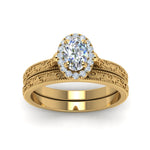 Load image into Gallery viewer, hand-engraved-oval-shaped-halo-diamond-wedding-ring-set-in-yellow-gold-FD8588OVANGLE5-NL-YG_f3a86228-0954-42a6-b740-7afda062c9cb?v=1757665361
