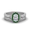 Load image into Gallery viewer, hand-engraved-oval-shaped-halo-diamond-wedding-ring-set-with-emerald-in-white-gold-FD8588OVGEMGR-NL-WG_fd4912ef-f42d-48cc-a4c2-039eff16e852?v=1757665361