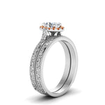 Load image into Gallery viewer, hand-engraved-oval-shaped-halo-diamond-wedding-ring-set-with-orange-sapphire-in-white-gold-FD8588OVGSAORANGLE2-NL-WG?v=1757665222